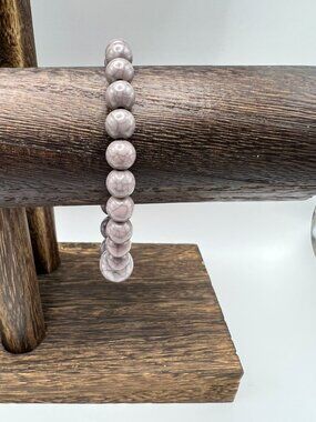 Natural Purple Marble Bead Stretch Bracelet For Women - 8mm Beads Handmade Jewel